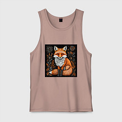 Майка мужская хлопок Лиса в ночном лесу, цвет: пыльно-розовый