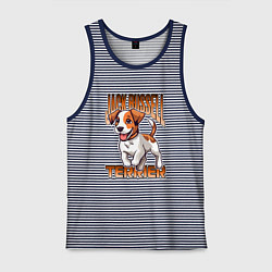 Майка мужская хлопок Собака Джек-рассел-терьер, цвет: синяя тельняшка