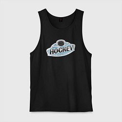 Майка мужская хлопок Play hockey, цвет: черный