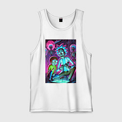 Майка мужская хлопок Рик и Морти изучают инопланетное насекомое, цвет: белый