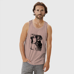 Майка мужская хлопок Девушка с фиолетовыми глазами, цвет: пыльно-розовый — фото 2