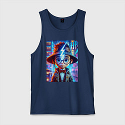 Майка мужская хлопок Гарри Поттер юниор - неоновое свечение, цвет: тёмно-синий