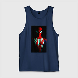 Майка мужская хлопок Новый человек паук в темноте, цвет: тёмно-синий