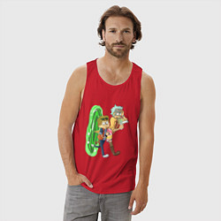 Майка мужская хлопок Рик и морти назад в будущее, цвет: красный — фото 2