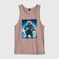 Майка мужская хлопок Polar bear - special forces, цвет: пыльно-розовый