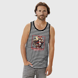 Майка мужская хлопок Эмбер, цвет: черная тельняшка — фото 2