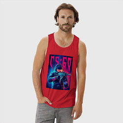 Майка мужская хлопок Counter Strike go - neon glow, цвет: красный — фото 2