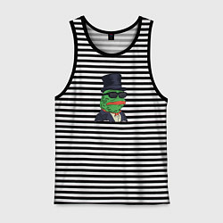 Майка мужская хлопок Лягушонок пепе, цвет: черная тельняшка