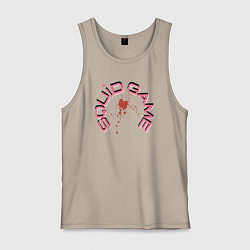 Майка мужская хлопок Squid game blood, цвет: миндальный