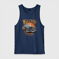 Майка мужская хлопок Ретро гараж и автомобиль Chevrolet 210 Deluxe, цвет: тёмно-синий