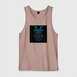 Майка мужская хлопок Японская маска самурая, цвет: пыльно-розовый