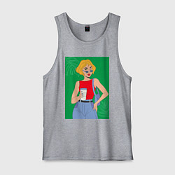 Майка мужская хлопок Капучино вайб зеленый, цвет: меланж