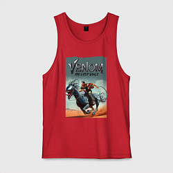 Майка мужская хлопок Venom the last dance - Eddie rides on a symbiote h, цвет: красный