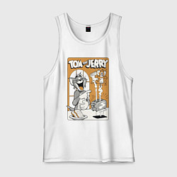 Майка мужская хлопок Том и Джерри - тосты, цвет: белый