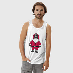 Майка мужская хлопок Squid game Santa, цвет: белый — фото 2
