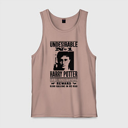 Майка мужская хлопок Harry Potter - wanted, цвет: пыльно-розовый