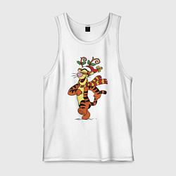 Майка мужская хлопок Winnie the pooh - tigger, цвет: белый