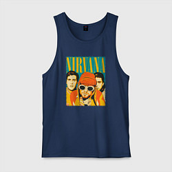 Майка мужская хлопок Нирвана музыкальная группа, цвет: тёмно-синий