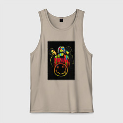 Майка мужская хлопок Нирвана рок группа, цвет: миндальный