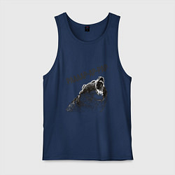 Майка мужская хлопок Бурый в гневе рарар-ра, цвет: тёмно-синий