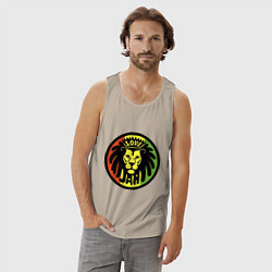Майка мужская хлопок Jamaica rasta lion, цвет: миндальный — фото 2