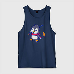 Майка мужская хлопок Пингвин рыбак, цвет: тёмно-синий