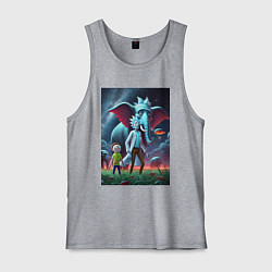 Майка мужская хлопок Слон похожий на Рика Санчеса - прикол, цвет: меланж