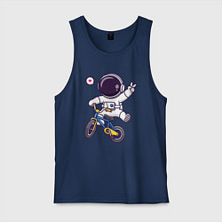 Майка мужская хлопок Космонавт на велике, цвет: тёмно-синий