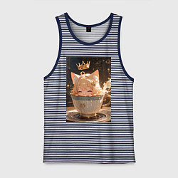 Мужская майка Кошечка с короной в чашке