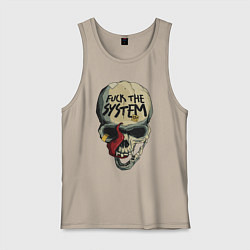 Майка мужская хлопок Skull - fuck the system, цвет: миндальный