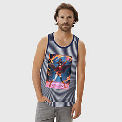 Майка мужская хлопок Мегумин колдует взрывную магию, цвет: синяя тельняшка — фото 2