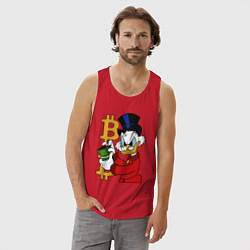 Майка мужская хлопок Duck tales - Scrooge bitcoin, цвет: красный — фото 2