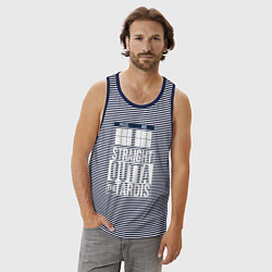 Майка мужская хлопок Прямо из Тардиса, цвет: синяя тельняшка — фото 2