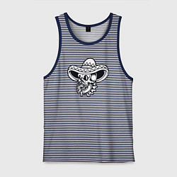 Майка мужская хлопок Черепок в сомбреро, цвет: синяя тельняшка