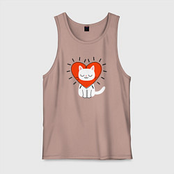 Майка мужская хлопок Кошкино сердечко, цвет: пыльно-розовый