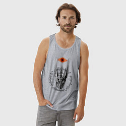 Майка мужская хлопок Око Саурона и руны Властелин колец, цвет: меланж — фото 2