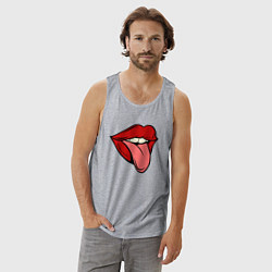 Майка мужская хлопок Girl lips, цвет: меланж — фото 2
