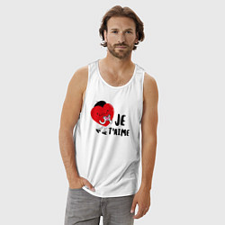 Майка мужская хлопок Je taime, цвет: белый — фото 2