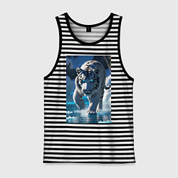 Мужская майка Белоснежный тигр крадется по льду