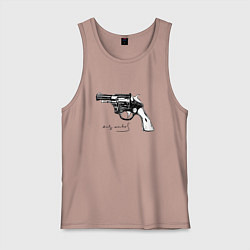 Майка мужская хлопок Andy Warhol revolver sketch, цвет: пыльно-розовый