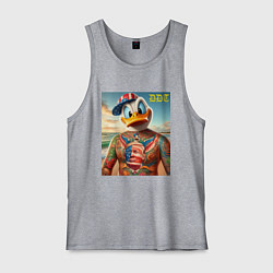 Майка мужская хлопок Donald Duck Trump - meme, цвет: меланж