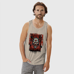 Майка мужская хлопок Маска японского демона Хання, цвет: миндальный — фото 2