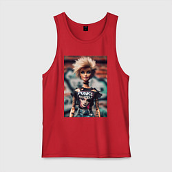 Майка мужская хлопок Punks not dead - Barbie ai art, цвет: красный