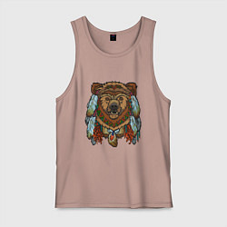 Майка мужская хлопок Русский медведь, цвет: пыльно-розовый