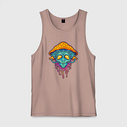 Майка мужская хлопок Грибной пришелец, цвет: пыльно-розовый