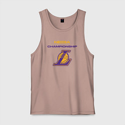 Майка мужская хлопок Lakers championship, цвет: пыльно-розовый