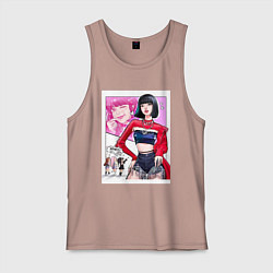 Майка мужская хлопок Blackpink - Lisa, цвет: пыльно-розовый