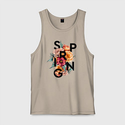 Майка мужская хлопок Spring flowers, цвет: миндальный