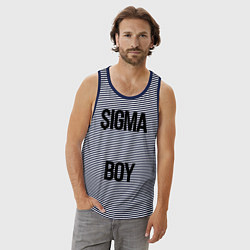 Майка мужская хлопок Сигма, цвет: синяя тельняшка — фото 2