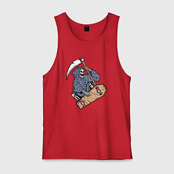 Майка мужская хлопок Смерть на скейте, цвет: красный